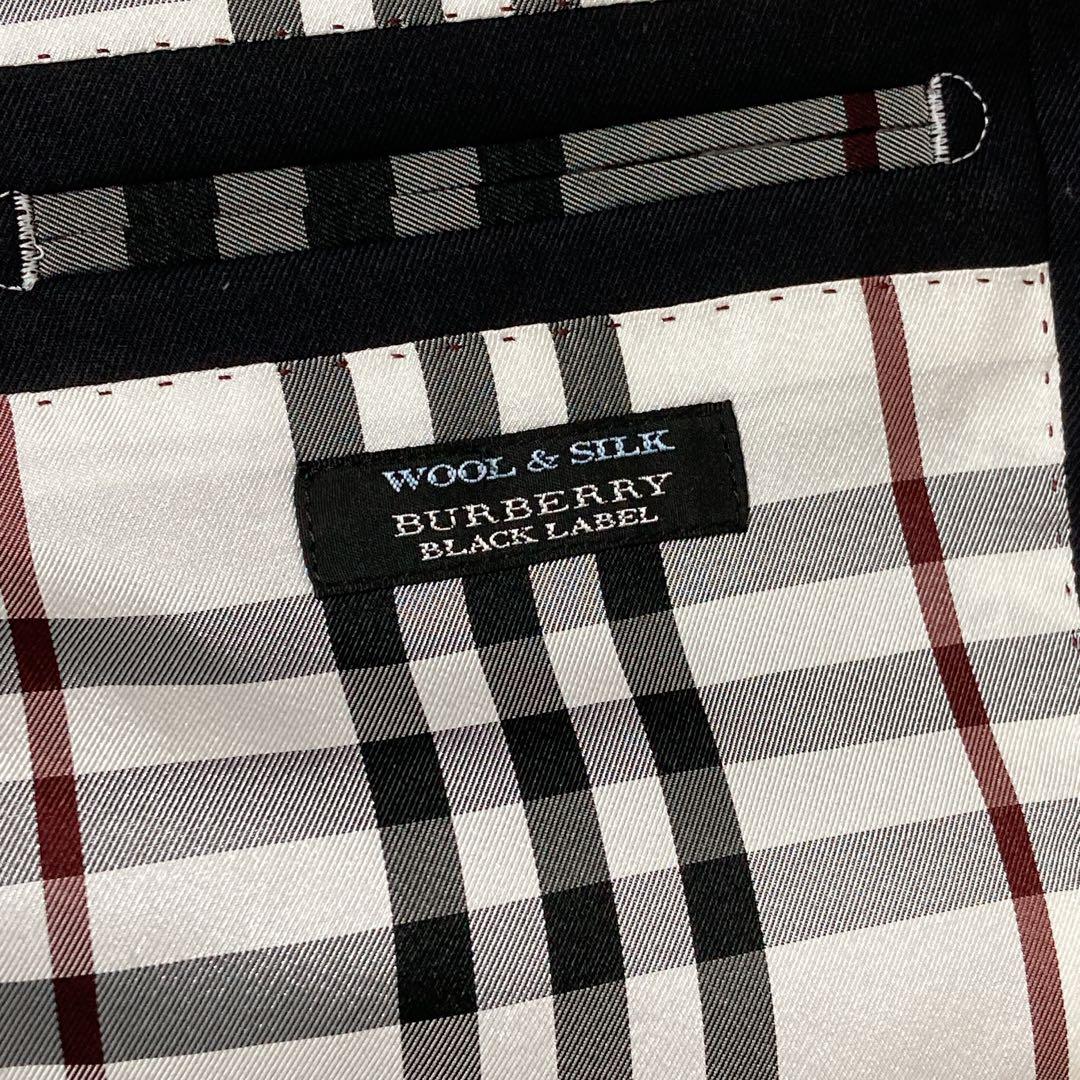 【美品】バーバリーブラックレーベル ノバチェック JK 銀釦 シルク 三陽商会M