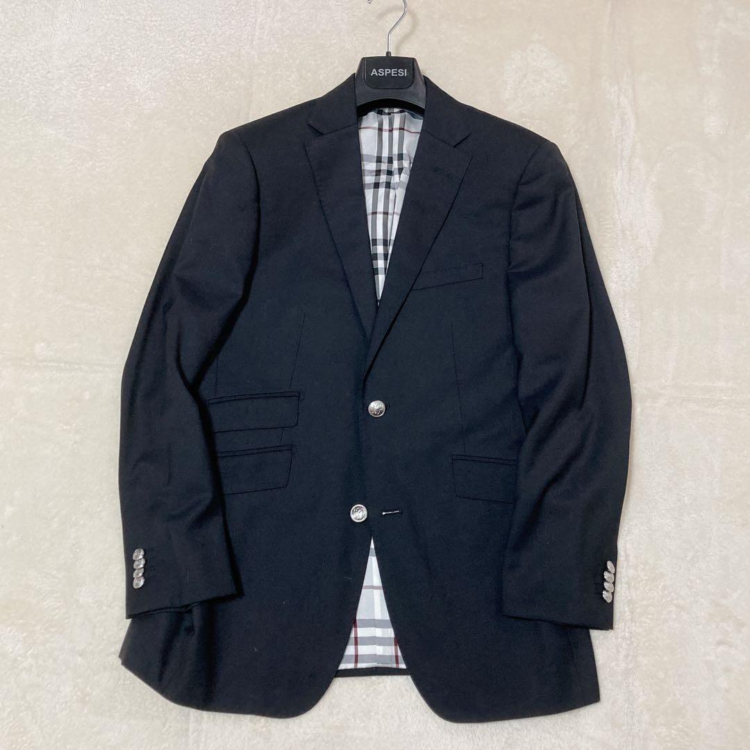 【美品】バーバリーブラックレーベル ノバチェック JK 銀釦 シルク 三陽商会M