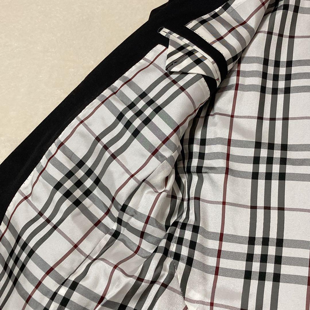 【美品】バーバリーブラックレーベル ノバチェック JK 銀釦 シルク 三陽商会M