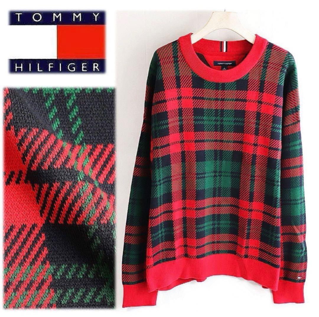《トミーヒルフィガー》未使用 タータンチェック柄セーター ユニセックス XL