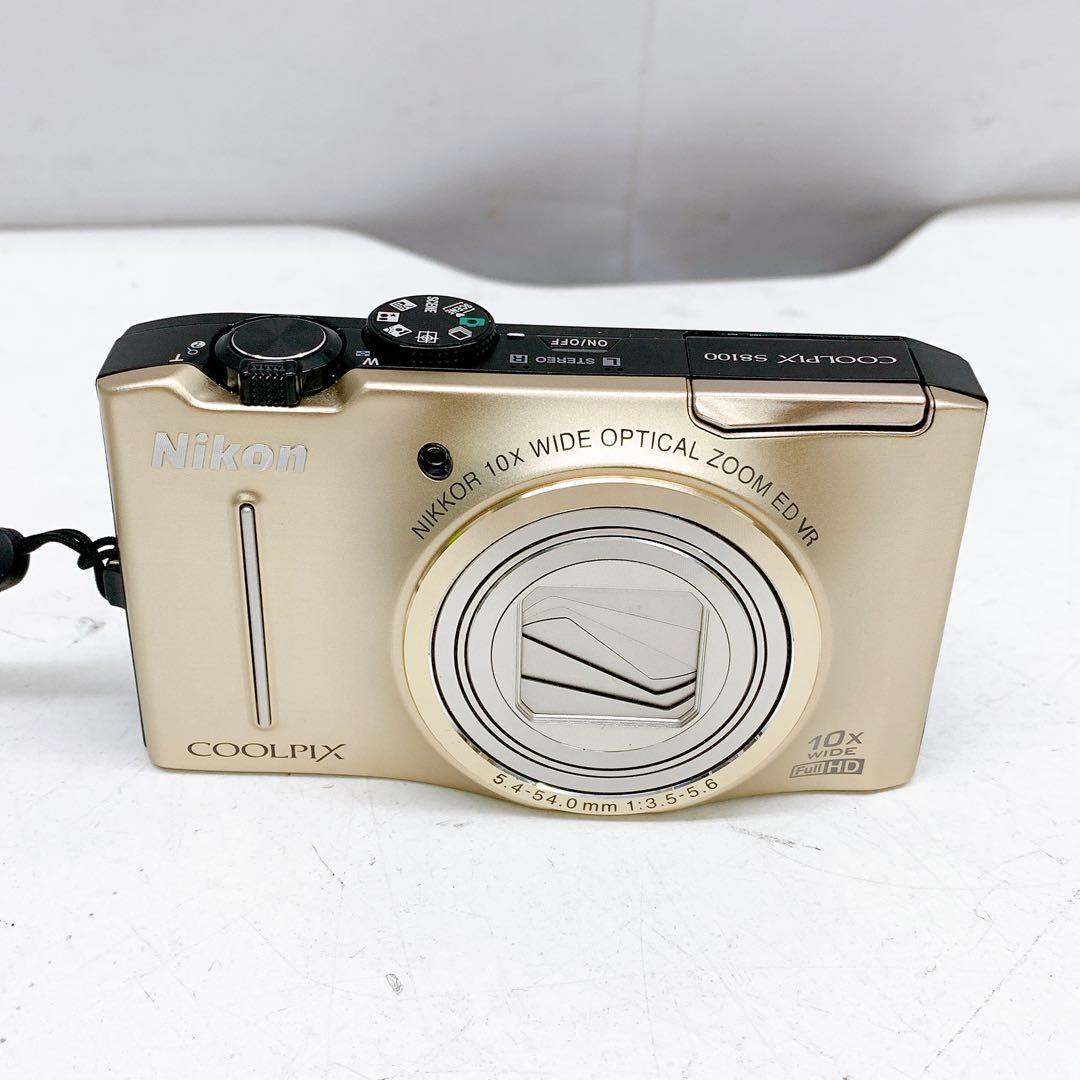 1AA2 【美品】Nikon COOLPIX S8100 ゴールド 動作品