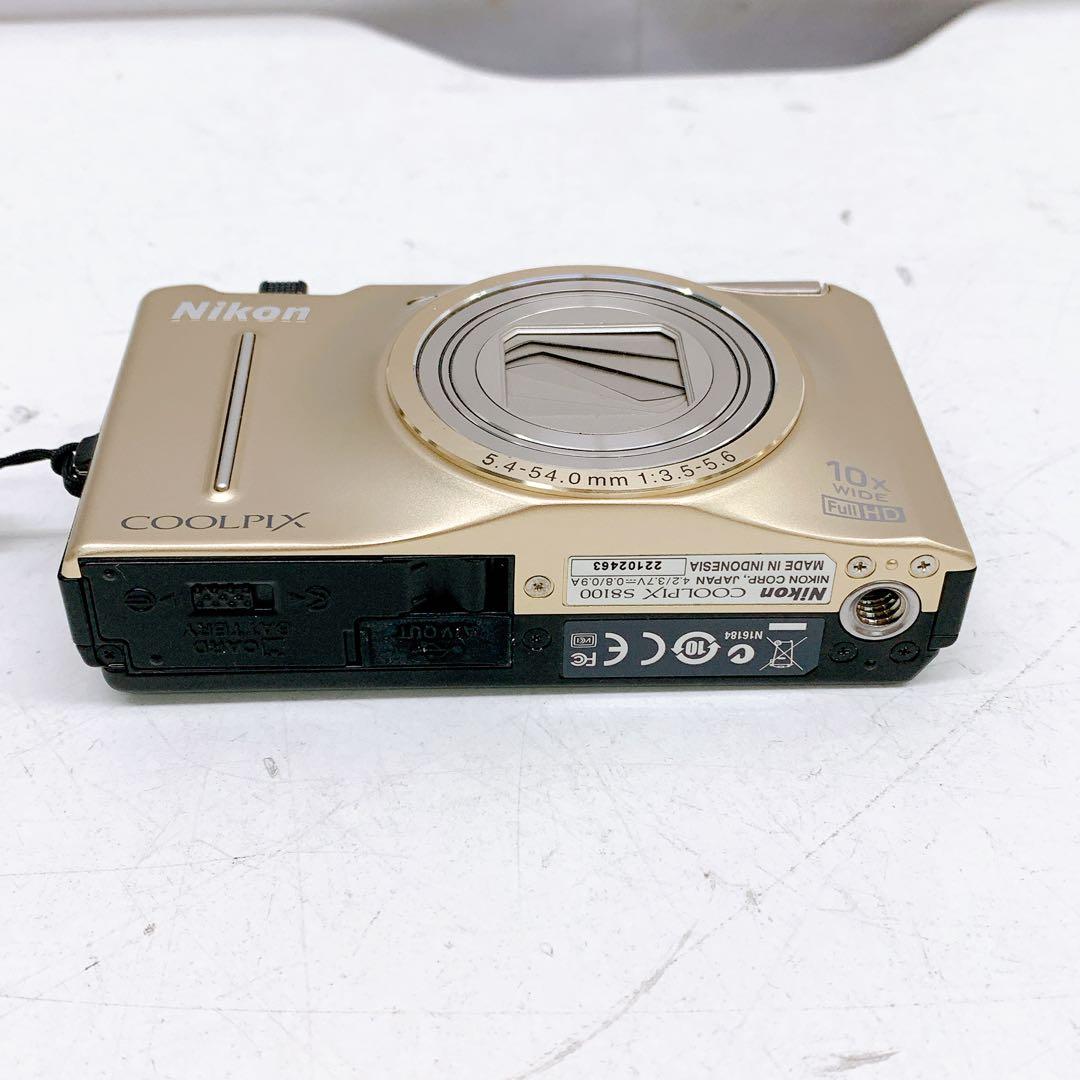 1AA2 【美品】Nikon COOLPIX S8100 ゴールド 動作品
