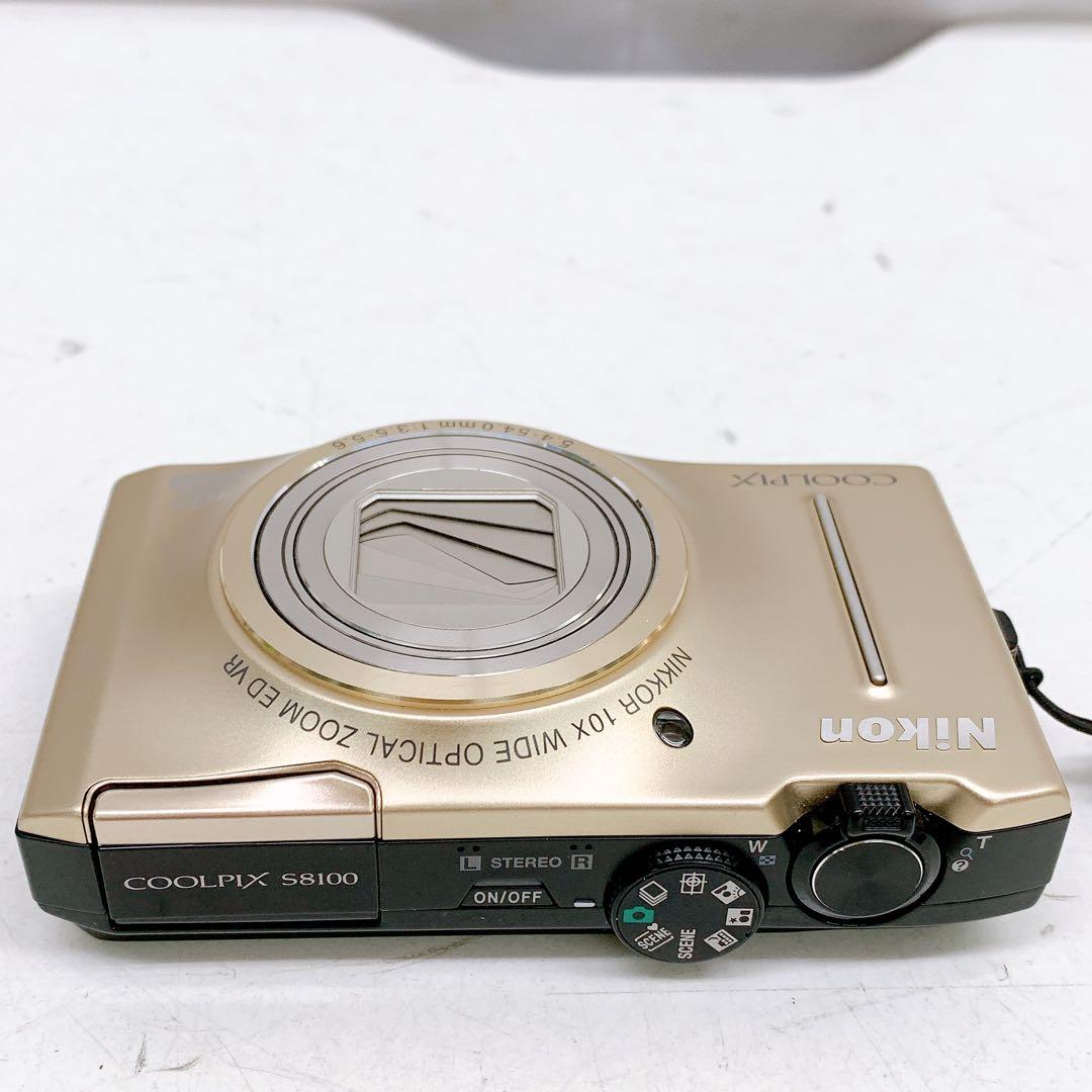 1AA2 【美品】Nikon COOLPIX S8100 ゴールド 動作品