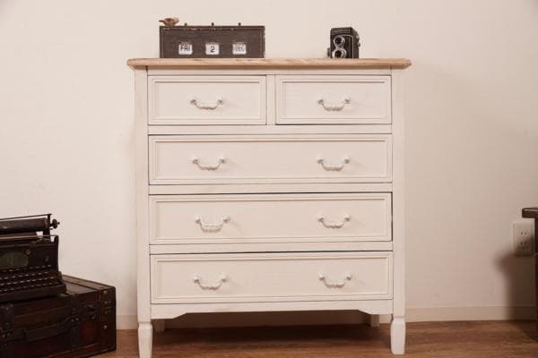 【新品】フレンチカントリー 5段チェスト シャビーシック アンティーク