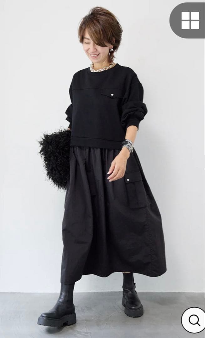 未使用 美品 OTOHA 異素材ドッキングワンピース ブラック スウェット