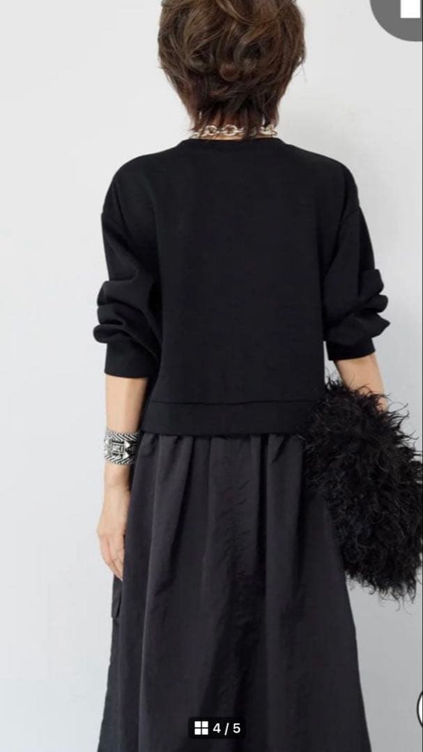 未使用 美品 OTOHA 異素材ドッキングワンピース ブラック スウェット