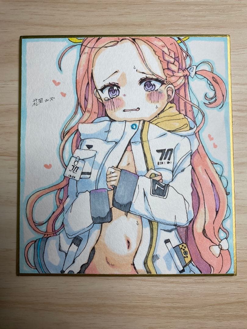 と*ん様 ブルアカ 花岡ユズ ファンアート ハンドメイド 色紙