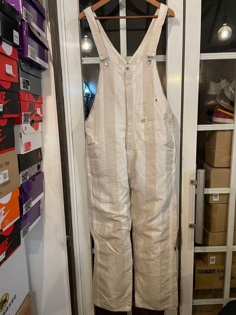 レア　アナクロノーム　ストライプ コットンオーバーオール サイズ32
