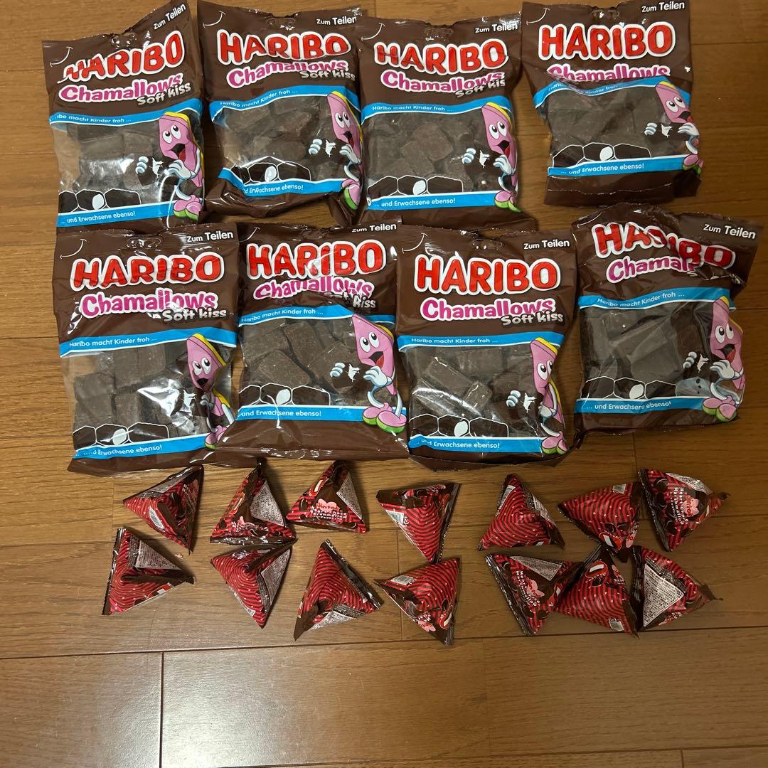ハリボーチョコマシュマロ8袋、jintokハートチョコマシュマロ14袋