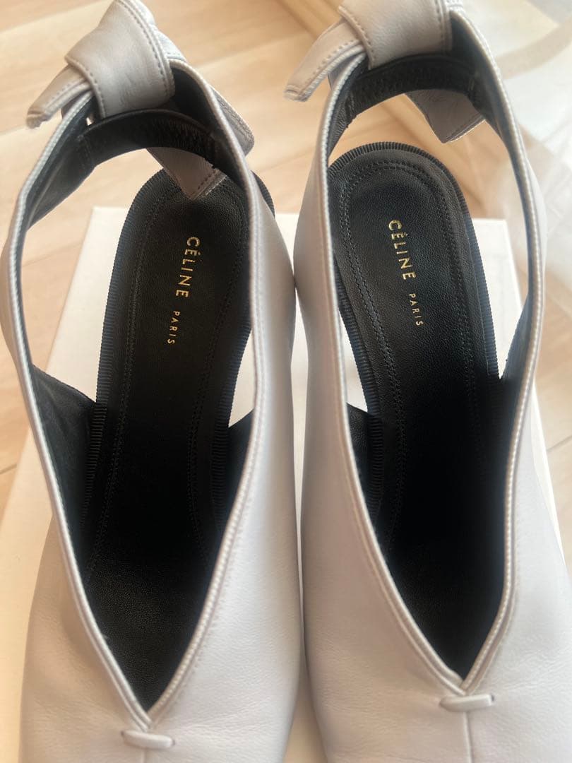 セリーヌ レザー ミュール　グレー　36サイズ