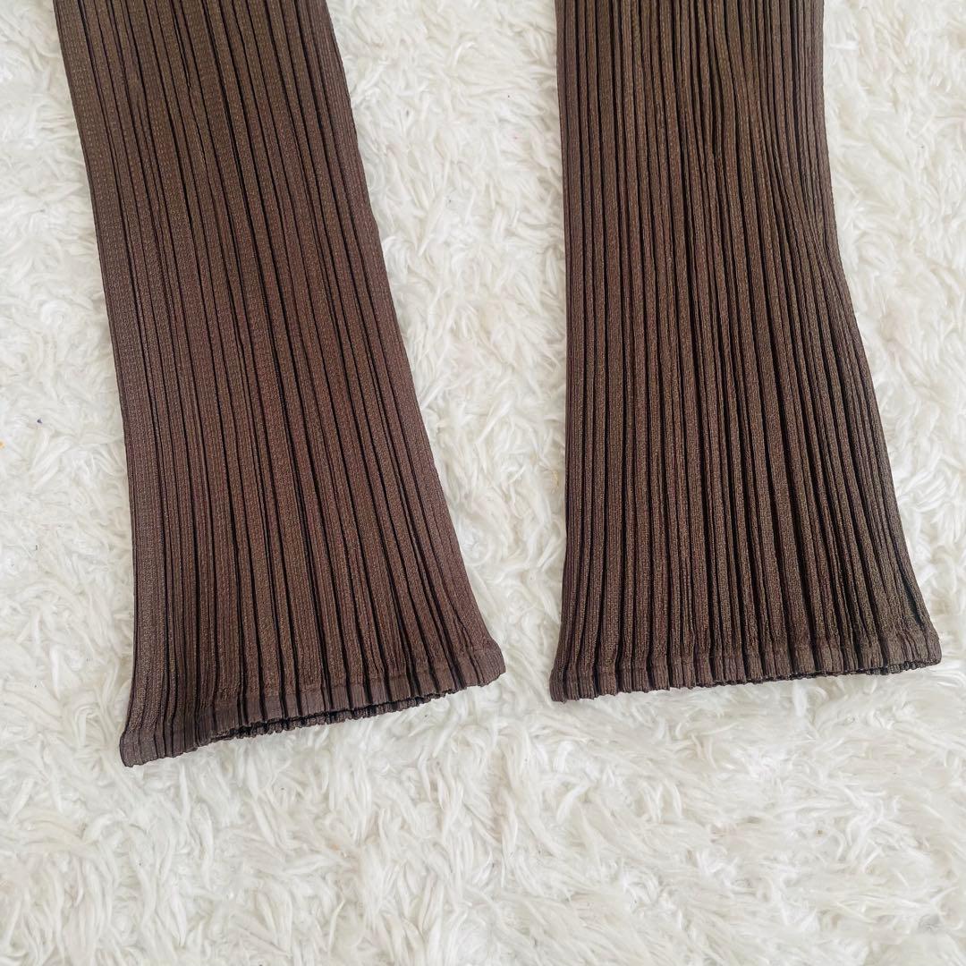 人気✨プリーツプリーズ♡長袖ロングブラウス カーディガン ポケット付き　3 濃茶