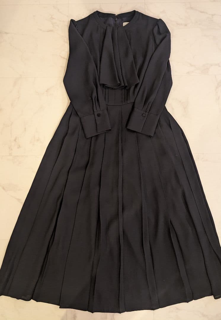 美品 セルフォード ワンピース ネイビーボウタイ リボン プリーツフォーマル S