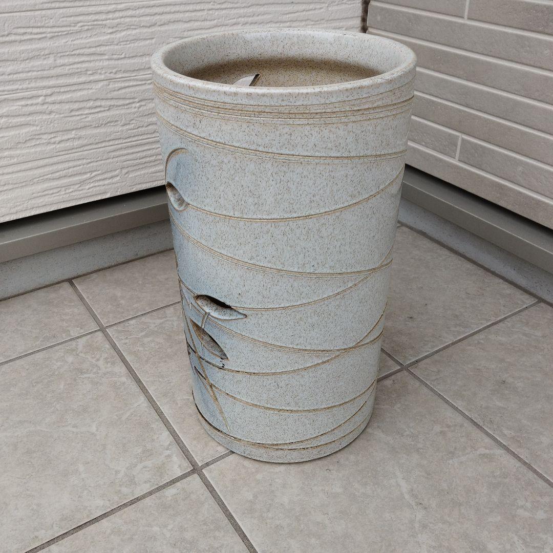 信楽焼 和風 おしゃれ 傘立て 陶器 かさたて インテリア 白唐草傘立て