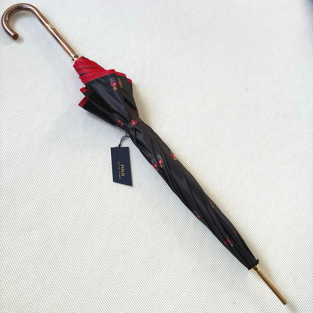 新品　ポロラルフローレン　長傘　雨傘　ポロベア総柄　ブラック