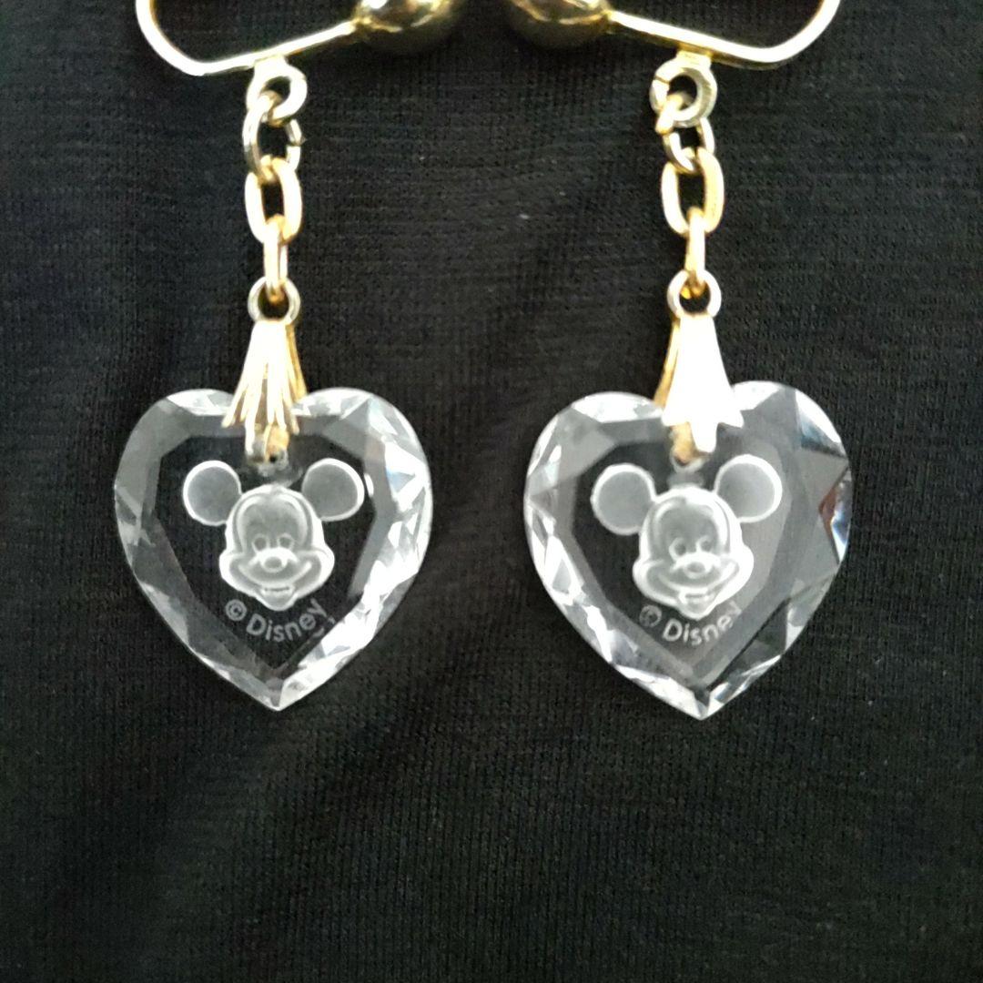 【希少・未使用品】ミッキー&ミニー ハート型クリスタル ネックレス・イヤリング