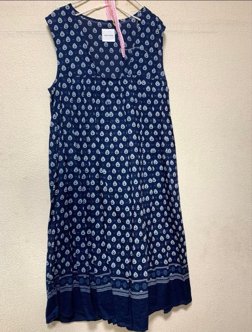 専用です　toujours トゥジュー　総柄ワンピース　インディゴ
