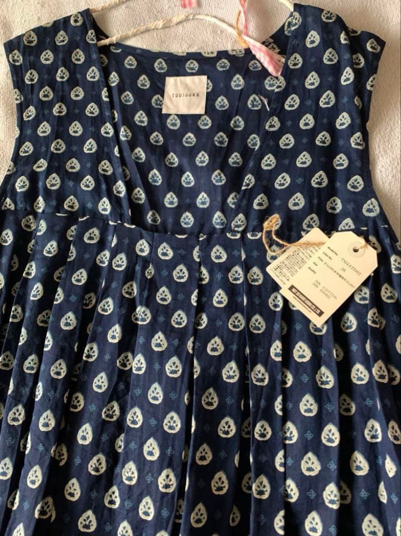 専用です　toujours トゥジュー　総柄ワンピース　インディゴ