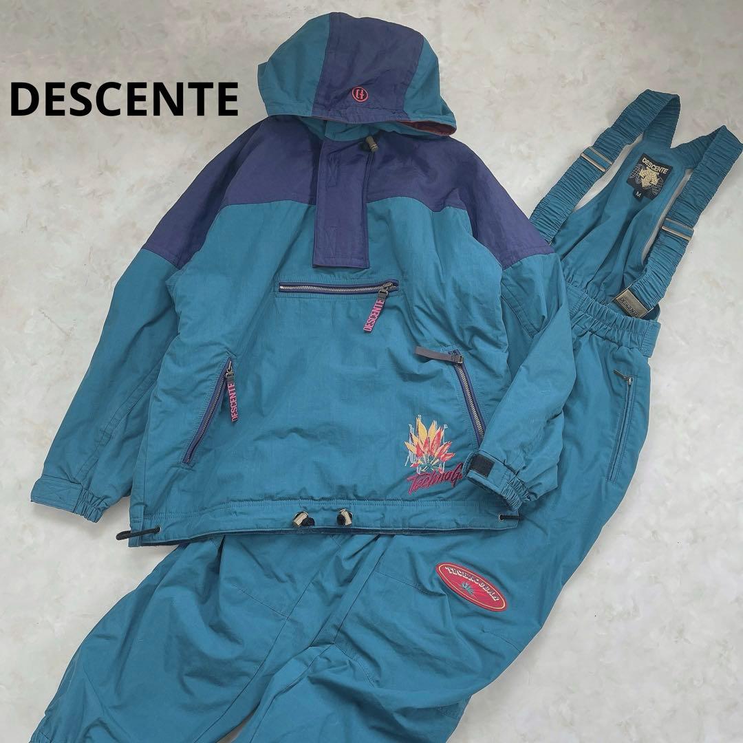 ☆90’sレア☆ デサント スキーウェア テック系 上下セット ブルー M