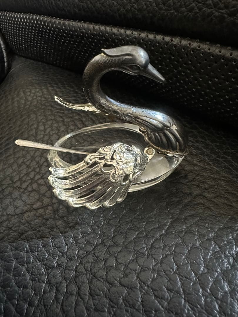 銀製 スワン 調味料入れ スプーン SILVER シルバー ガラス