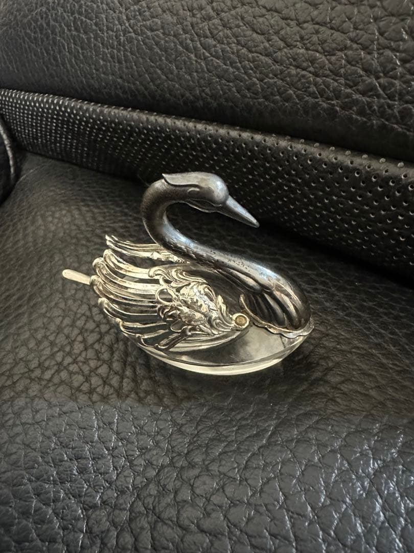 銀製 スワン 調味料入れ スプーン SILVER シルバー ガラス