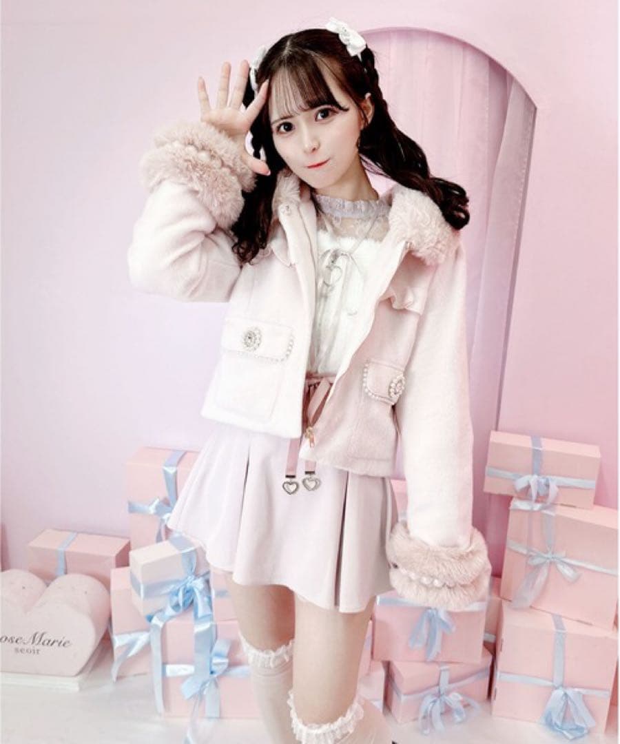 MARS ポケットパール付きショートコート　ピンク