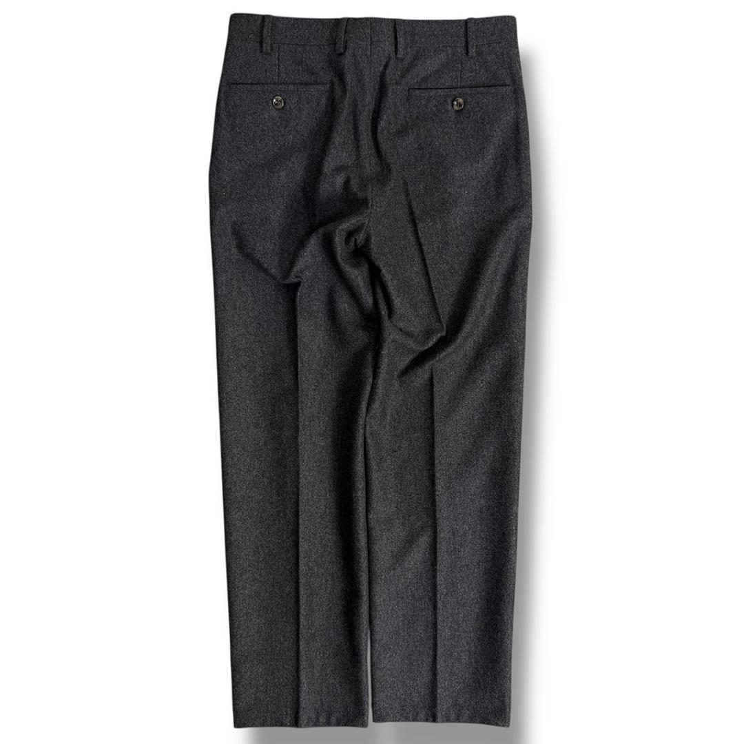 J5211 美品 ロロピアーナ ノープリーツ フランネルスラックス 濃灰 46