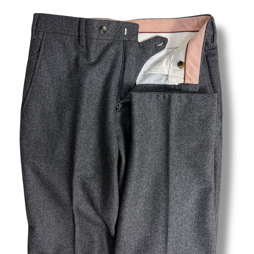 J5211 美品 ロロピアーナ ノープリーツ フランネルスラックス 濃灰 46