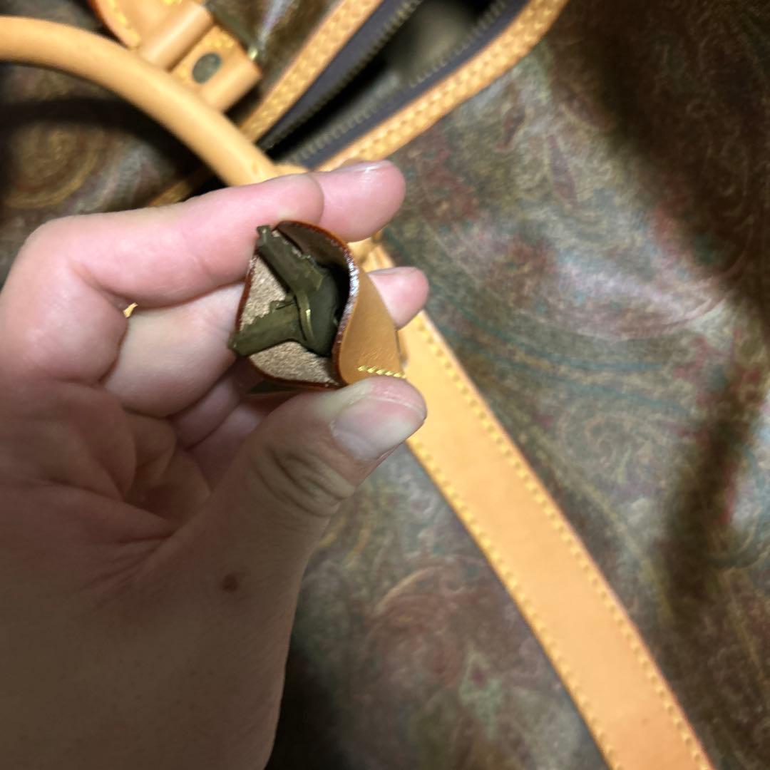 90s ETRO ブラウンレザー ボストンバッグ 2way レザー ペイズリー柄