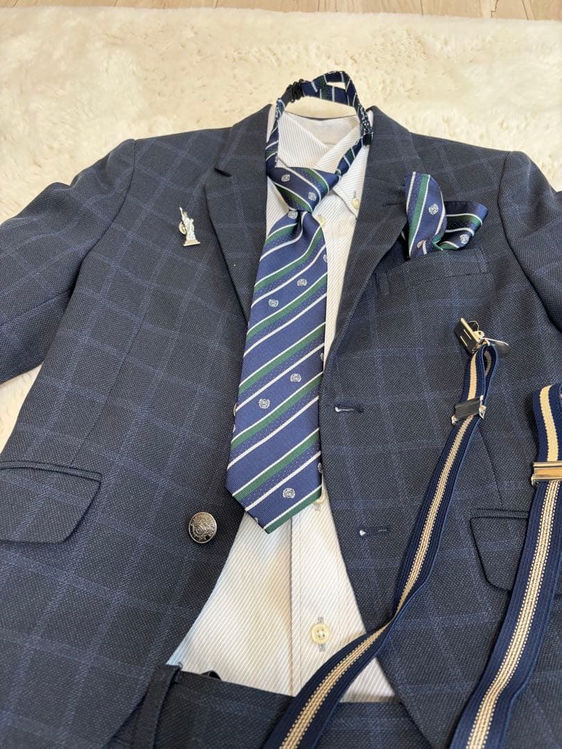 ネイビー チェック柄 フォーマルスーツ 120cm