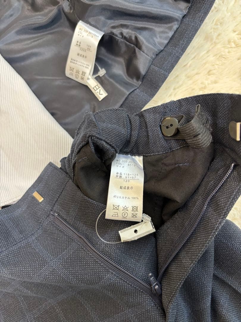 ネイビー チェック柄 フォーマルスーツ 120cm