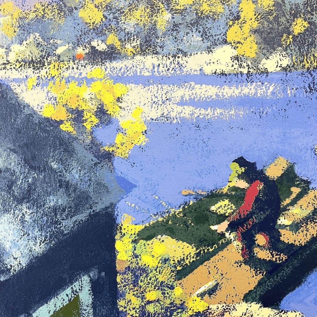 ダン・ウィン『秋に釣る』大判 リトグラフ 真作 直筆サイン入り1992