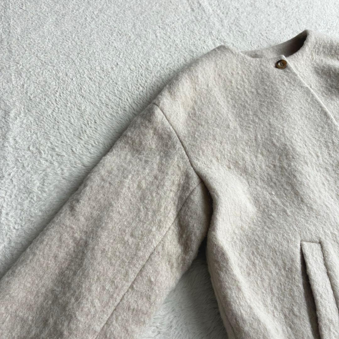 極美品 シンプリシテェ 24AW ブークレーノーカラーミドルコート ふんわり