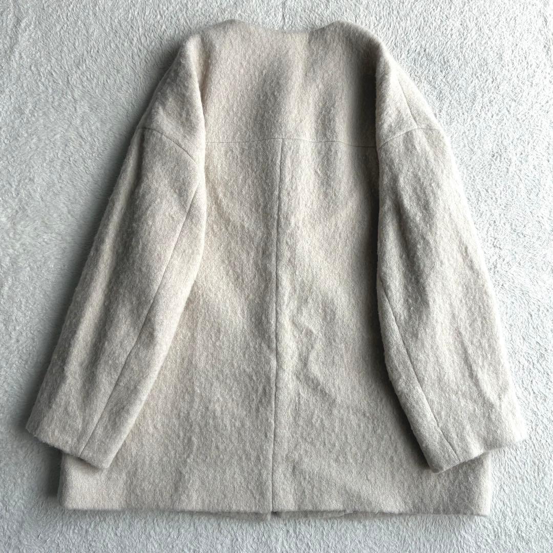 極美品 シンプリシテェ 24AW ブークレーノーカラーミドルコート ふんわり