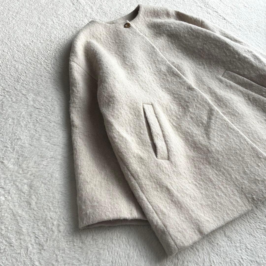 極美品 シンプリシテェ 24AW ブークレーノーカラーミドルコート ふんわり