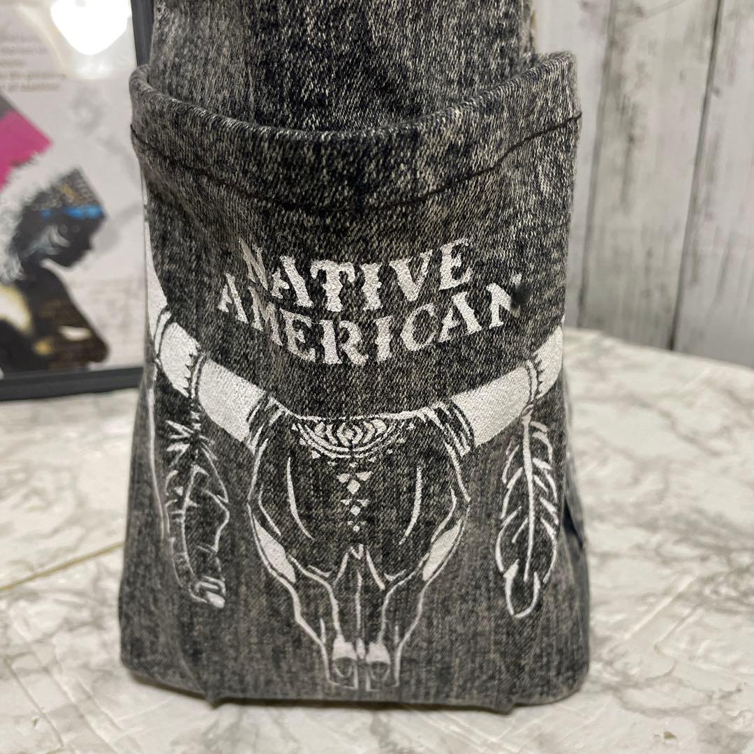 No.523デニムリメイクバッグ　トートバッグ　インディアン　ココペリ 男前