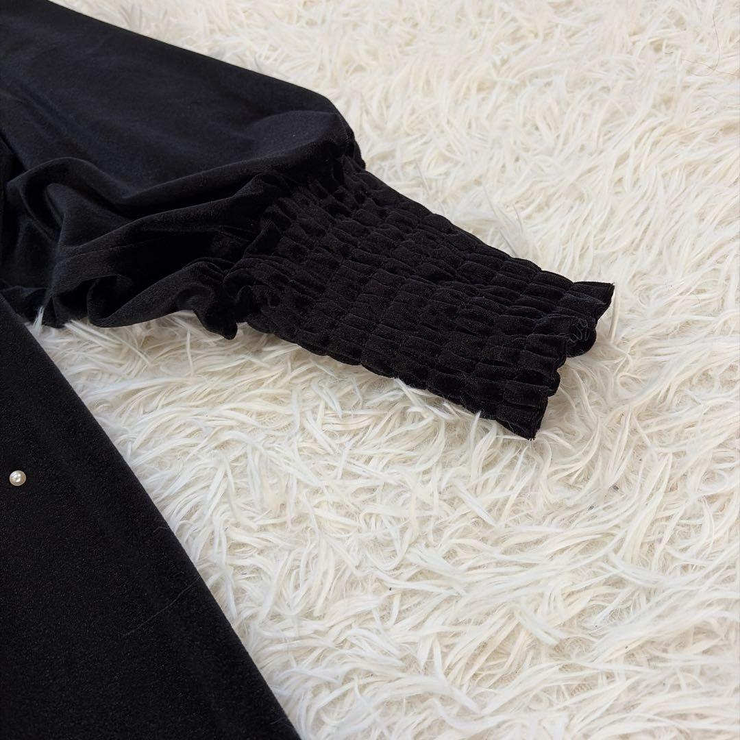 美品♡Ameri BACK OPEN PEARL VELOUR DRESS S