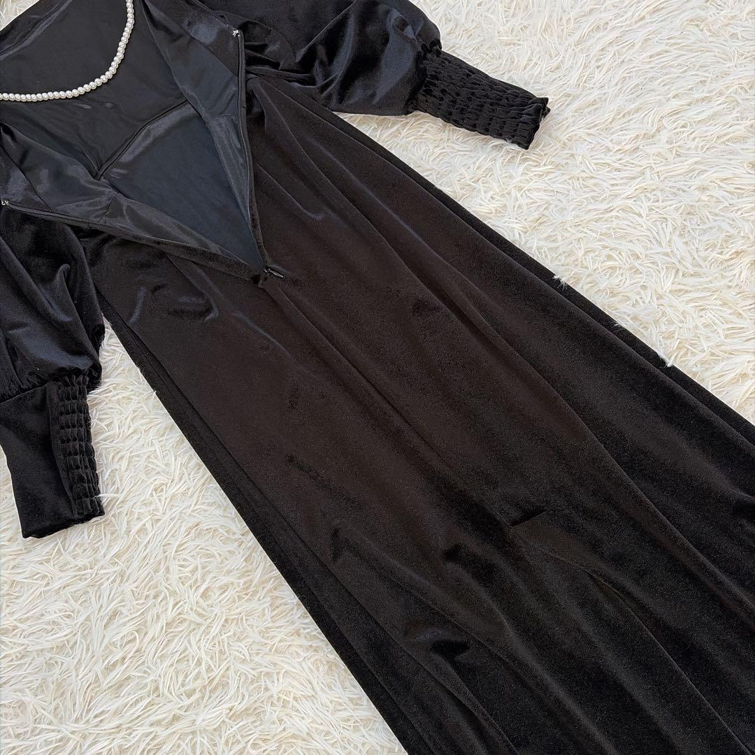 美品♡Ameri BACK OPEN PEARL VELOUR DRESS S