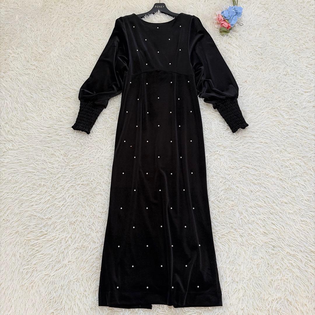 美品♡Ameri BACK OPEN PEARL VELOUR DRESS S