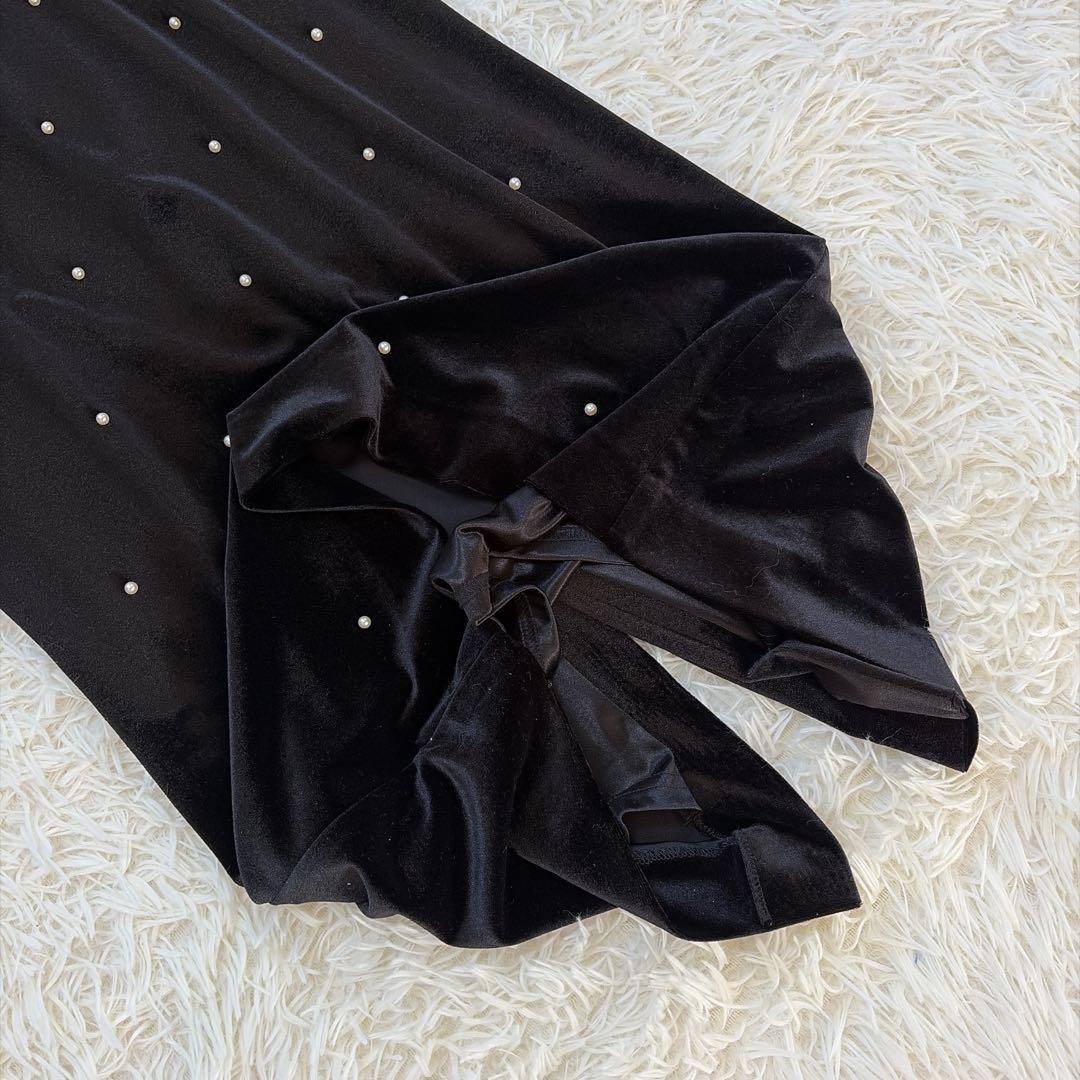 美品♡Ameri BACK OPEN PEARL VELOUR DRESS S
