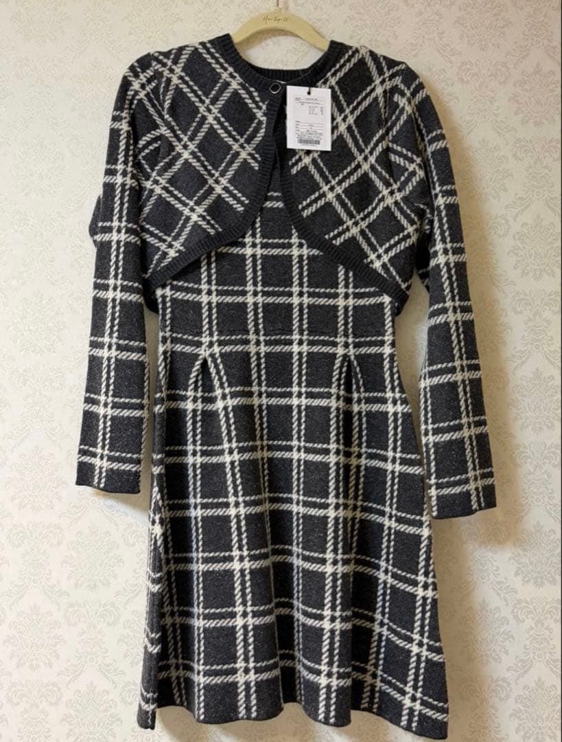 ワンピース Her lip to Pantheon Checked Knit Dress