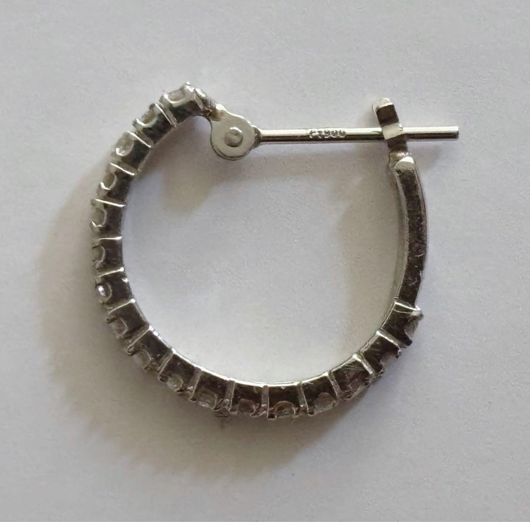 プラチナ900　ダイヤモンド　フープピアス　片耳