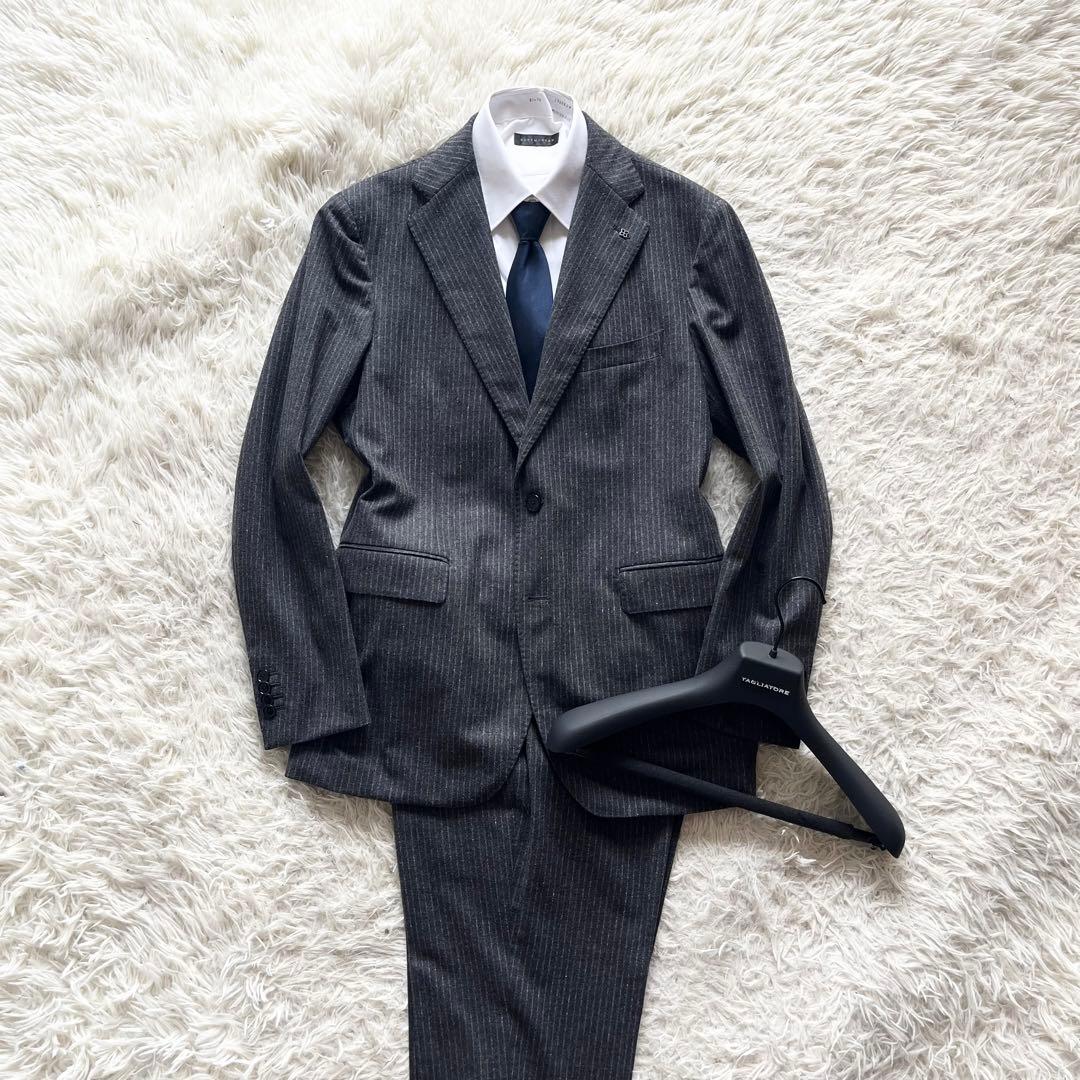 <美品>TAGLIATORE グレー ウール スーツ サイズ50
