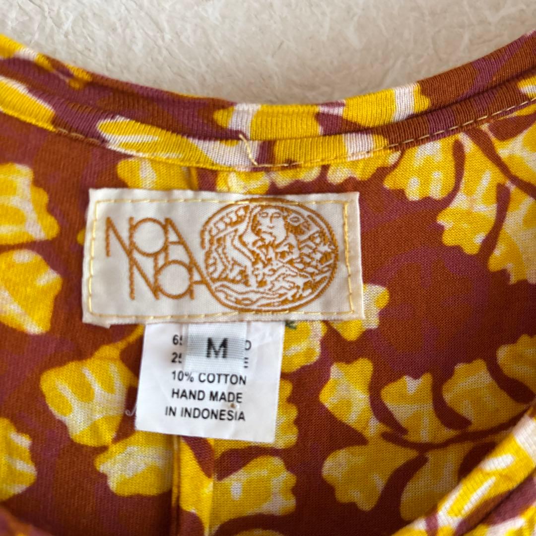 NOANOA半袖チュニック M ブラウン/イエロー