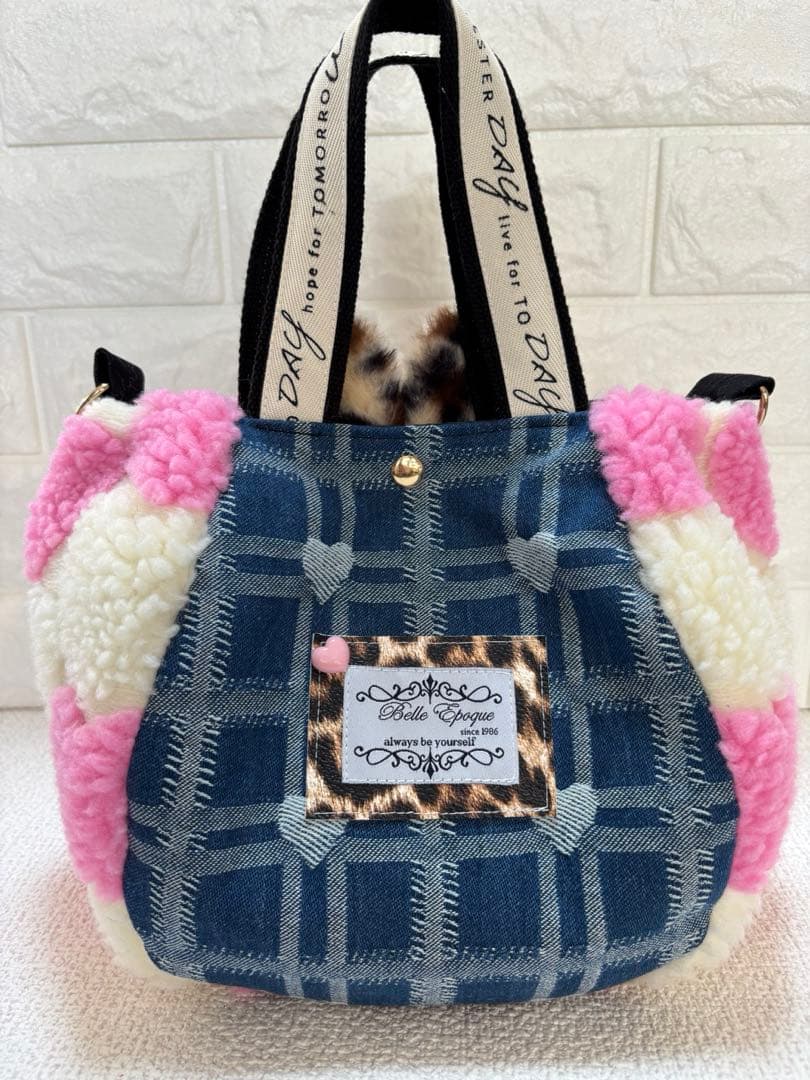 H*U様 コヤンイサムチョン　ハンドメイド　ハートボアバッグ　ピンク　ヒョウ柄う