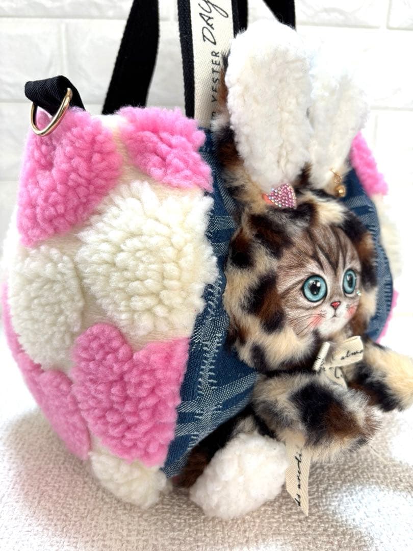 H*U様 コヤンイサムチョン　ハンドメイド　ハートボアバッグ　ピンク　ヒョウ柄う