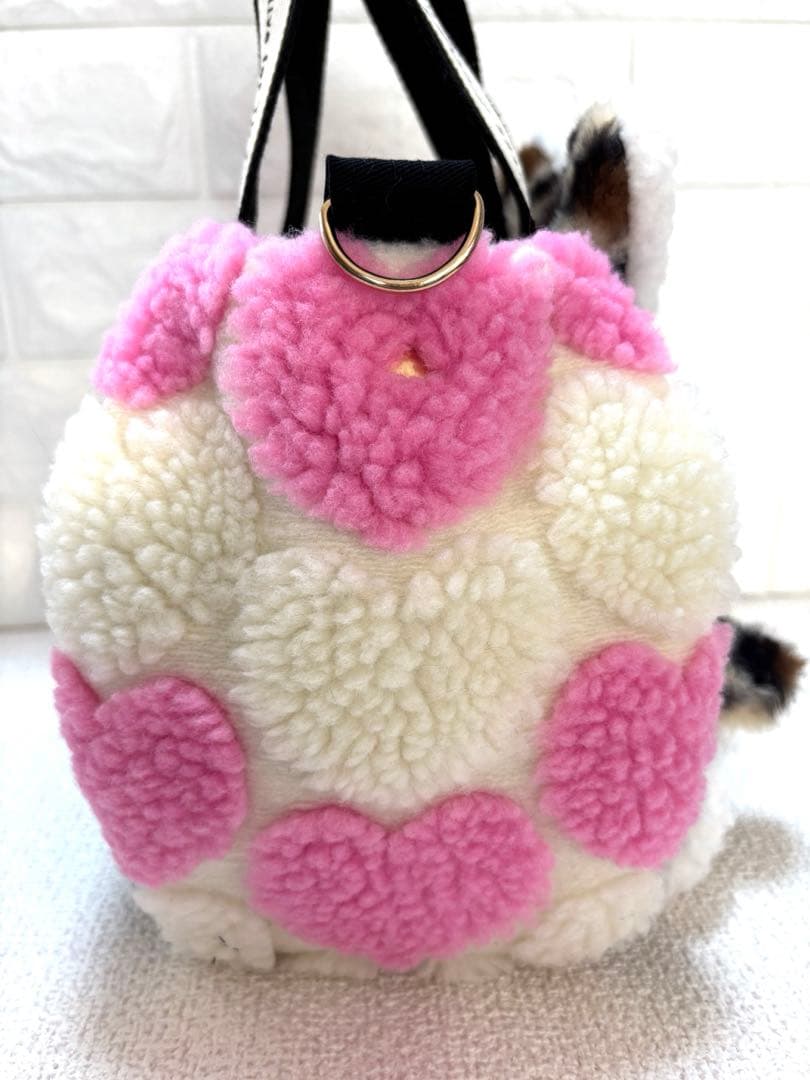 H*U様 コヤンイサムチョン　ハンドメイド　ハートボアバッグ　ピンク　ヒョウ柄う