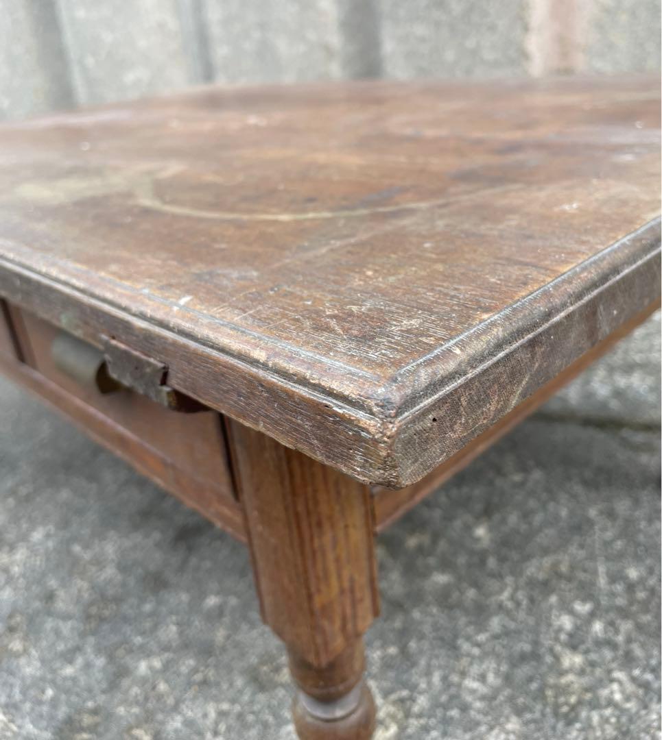 ビンテージ/当時物/無垢材/文机/机/書斎机/作業台/テーブル/ろくろ脚/12