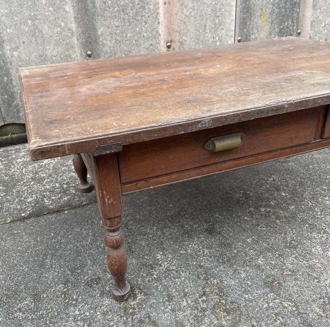 ビンテージ/当時物/無垢材/文机/机/書斎机/作業台/テーブル/ろくろ脚/12