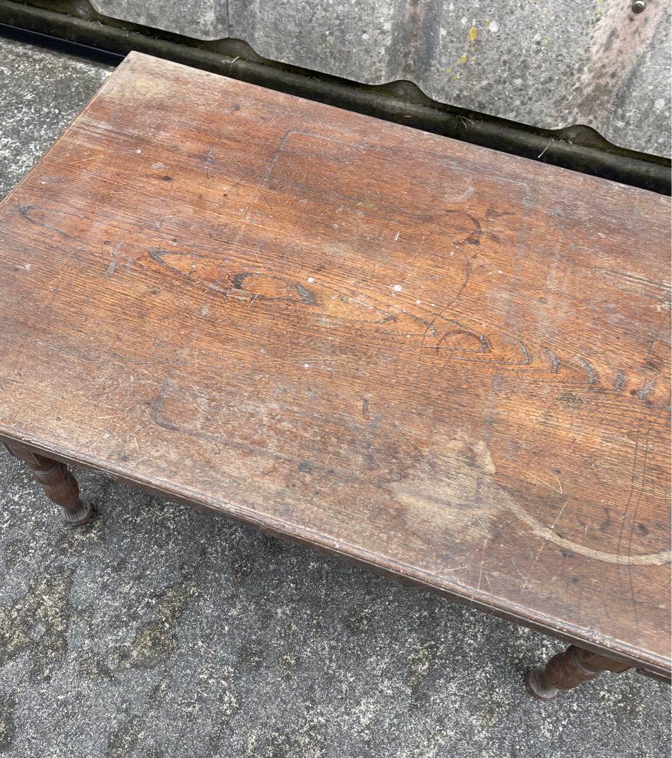 ビンテージ/当時物/無垢材/文机/机/書斎机/作業台/テーブル/ろくろ脚/12