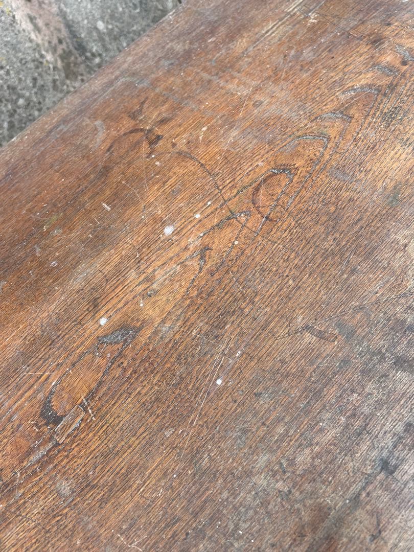 ビンテージ/当時物/無垢材/文机/机/書斎机/作業台/テーブル/ろくろ脚/12